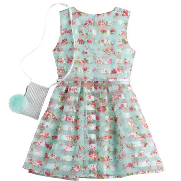 🆕 mint floral dress + necklace + belt + purse - Picture 2 of 8